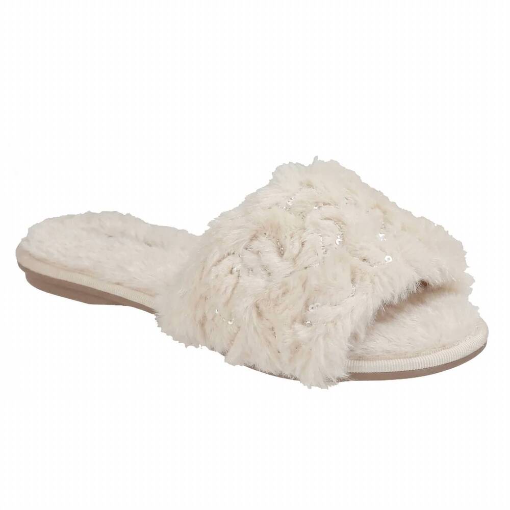 NEW BRUNO MENEGATTI women's valentina belle fluffy slide sequins flat slippers i